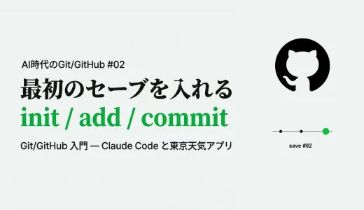 「最初のセーブ」を入れる：init / add / commit を Claude Code に頼む — AI時代のGit/GitHub